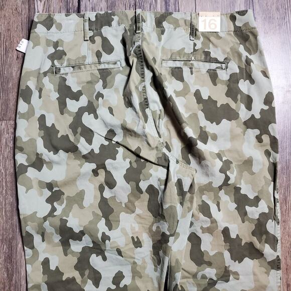 Gap Women Camouflage Straights Khaki High Rise Pants Size 16 Plus New With Tag - Picture 7 of 11